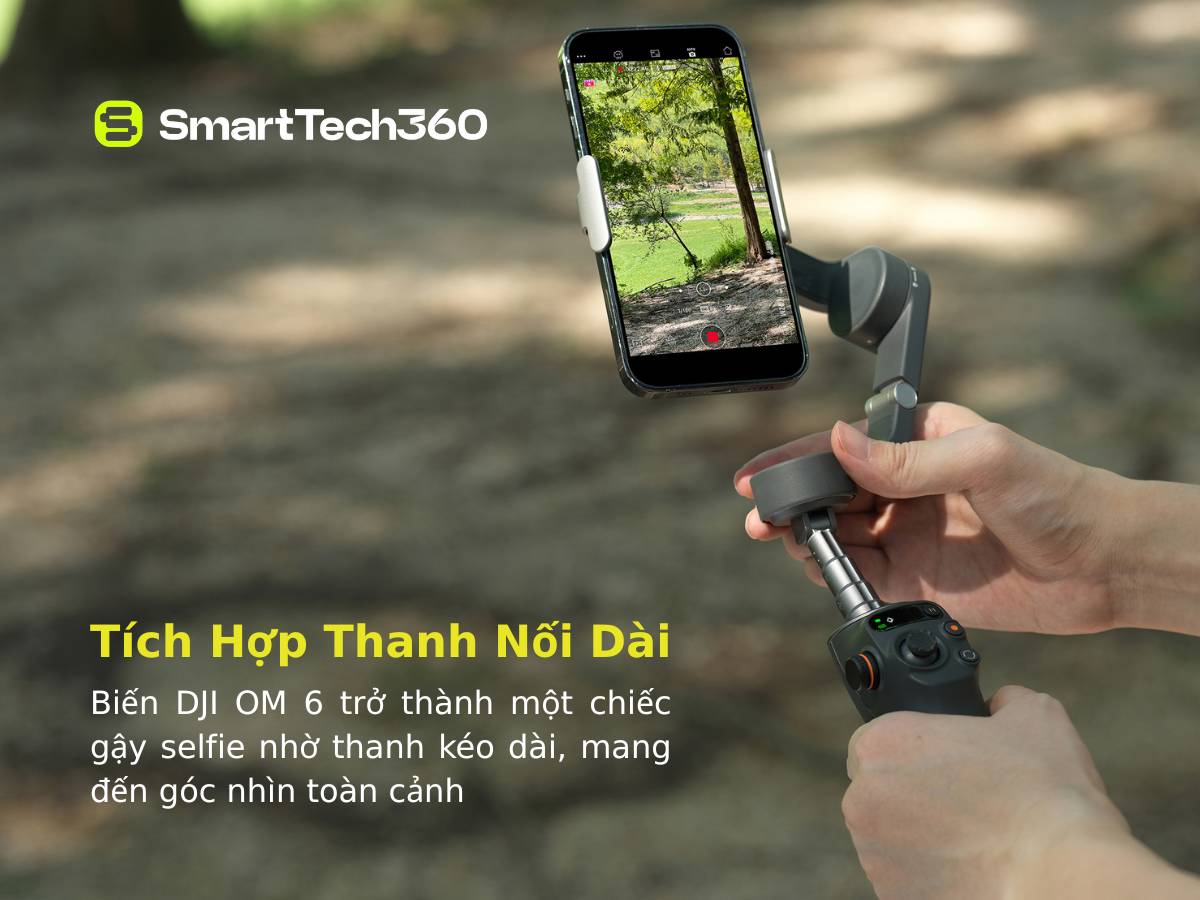 Thanh nối dài và chân máy tích hợp trên DJI Osmo Mobile 7P