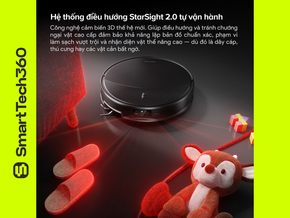 Hệ thống điều hướng StarSight 2.0 giúp Roborock Saros 20 tránh vật cản thông minh