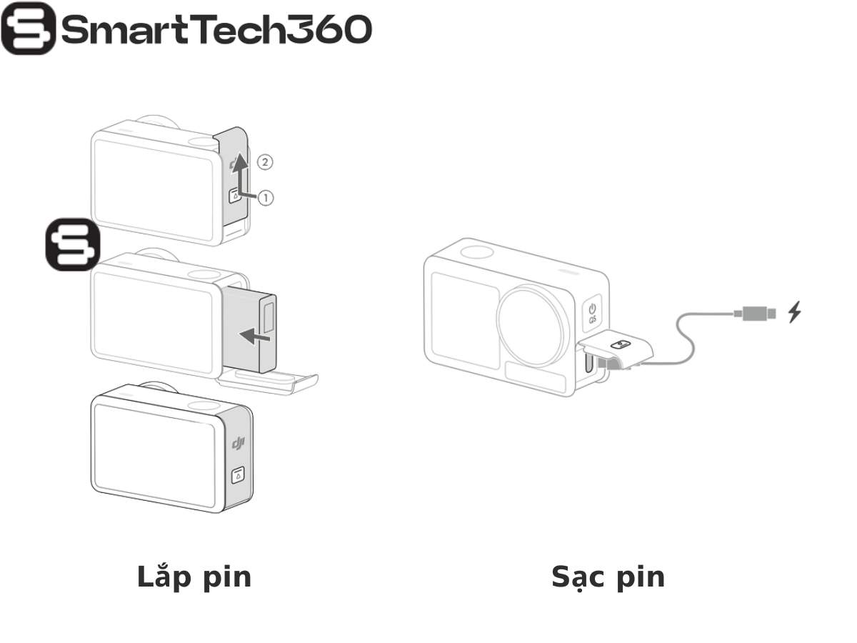 huong dan su dung dji osmo action 5 pro lap va sac pin