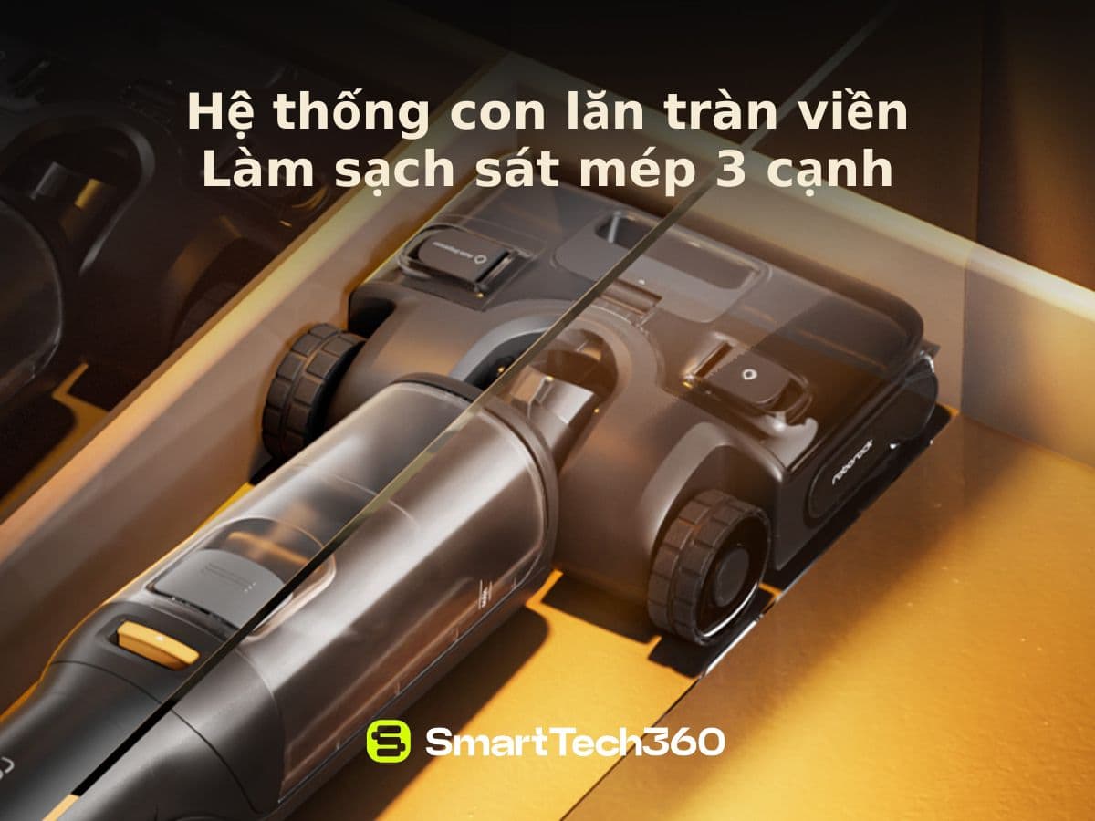 Hệ thống con lăn tràn viền làm sạch sát mép 3 cạnh