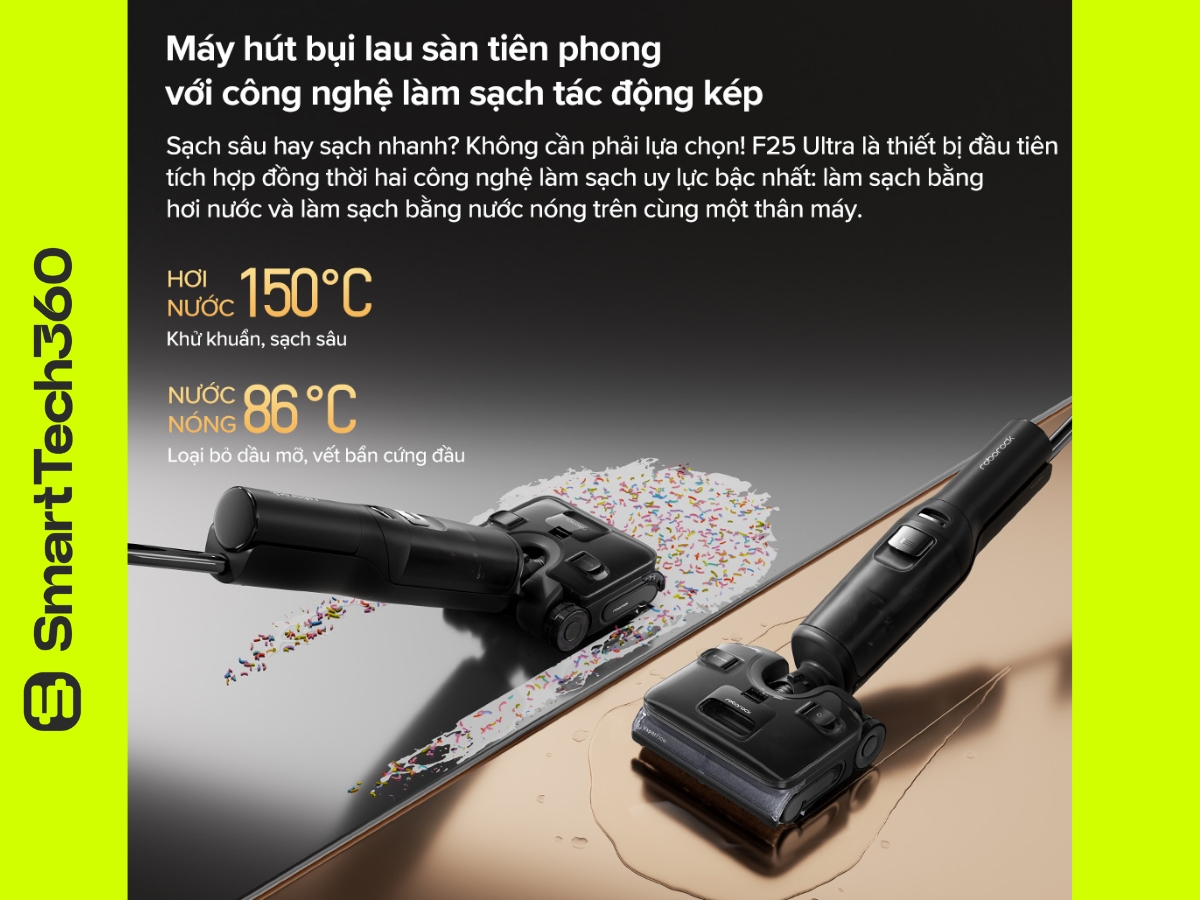 Công nghệ hơi nước và nước nóng của Roborock F25 Ultra