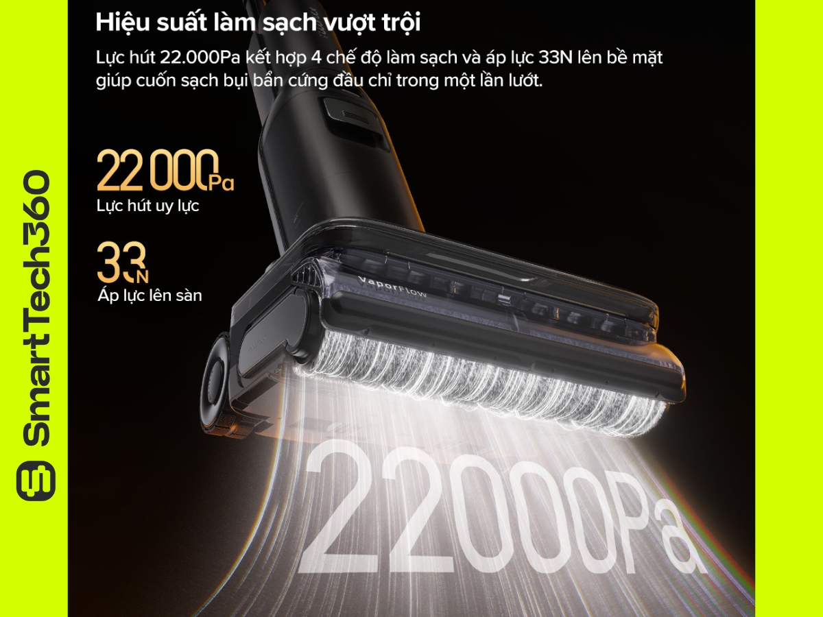 Lực hút 22.000Pa của Roborock F25 Ultra