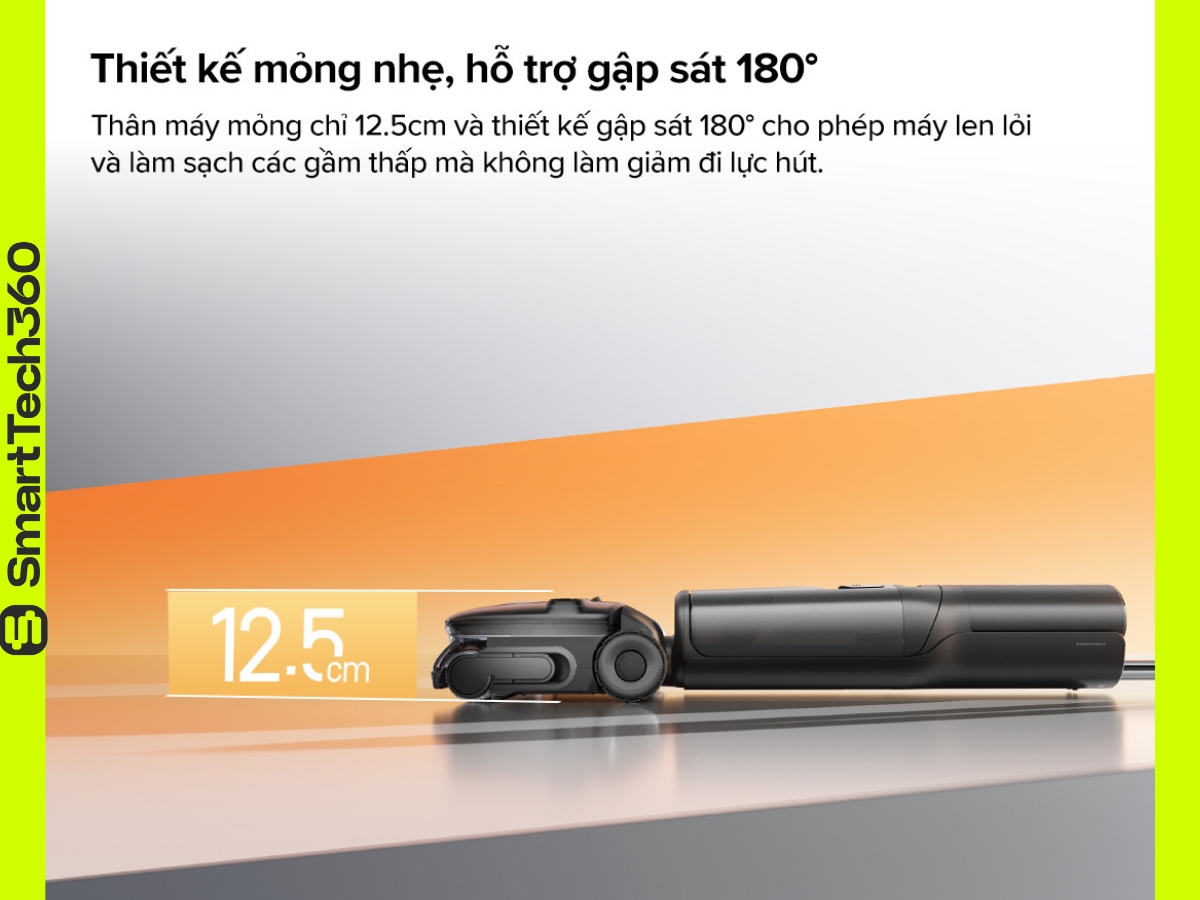 Thiết kế gập 180 độ FlatReach của Roborock F25 Ultra
