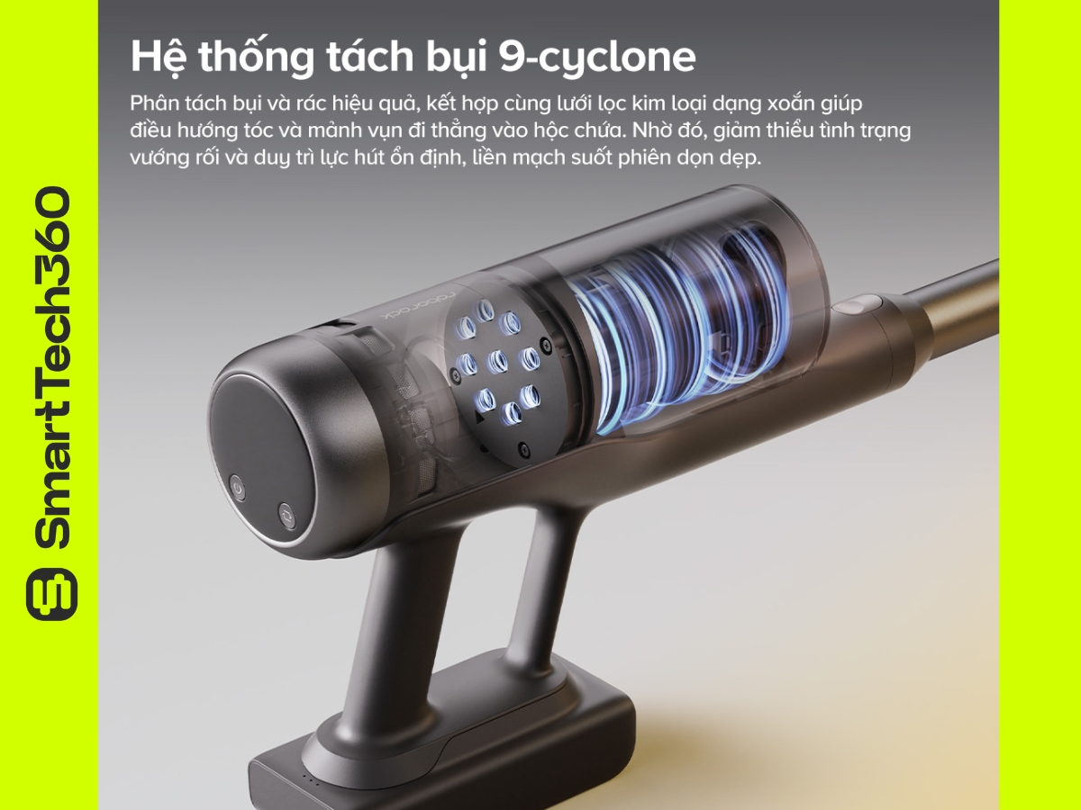Công nghệ lốc xoáy 9-Cyclone trên Roborock H60 Ultra