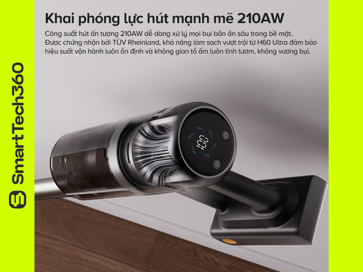 Lực hút 210AW của Roborock H60 Ultra