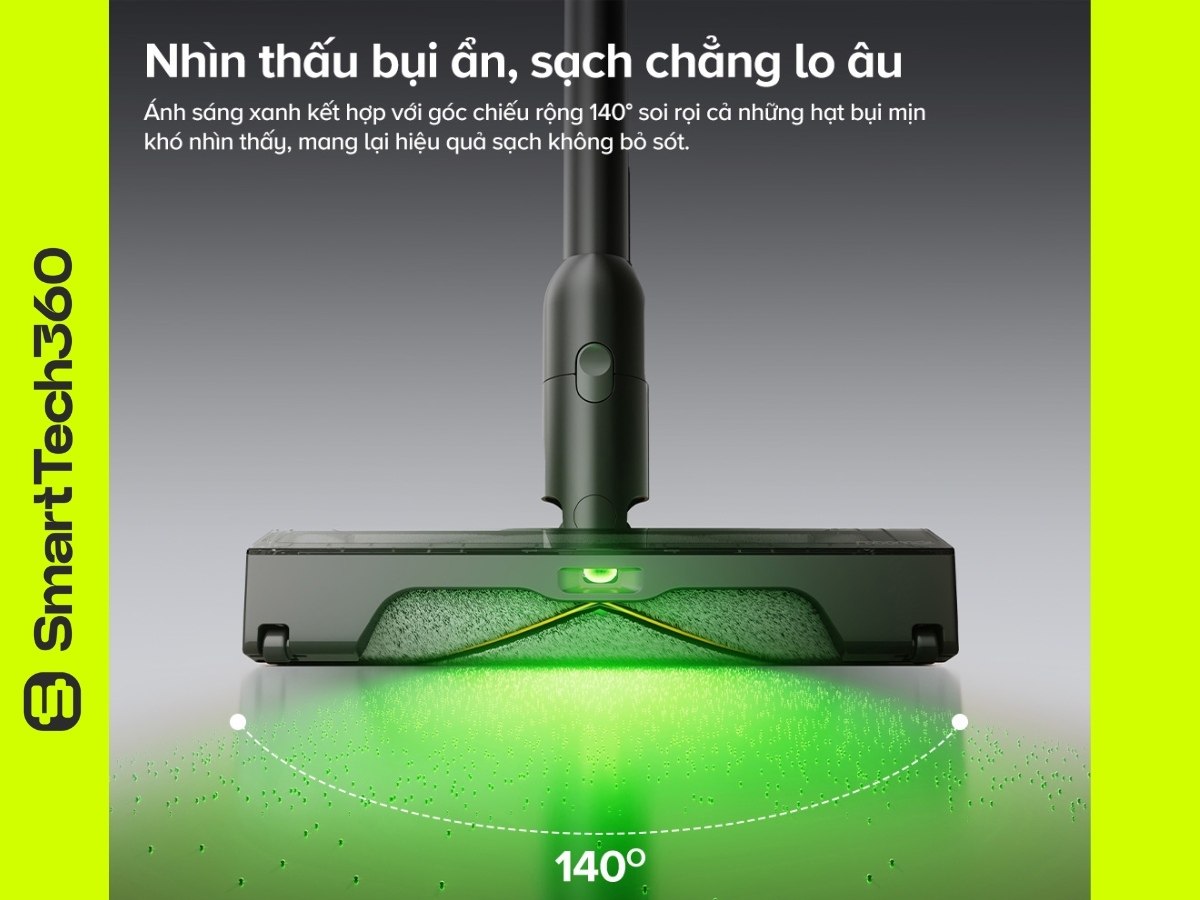 Màn hình LED và đèn chiếu bụi trên Roborock H60 Ultra
