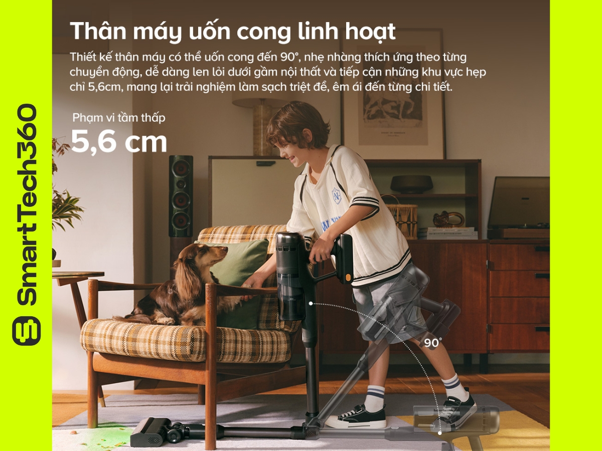 Thiết kế thân máy gập 90 độ của Roborock H60 Ultra