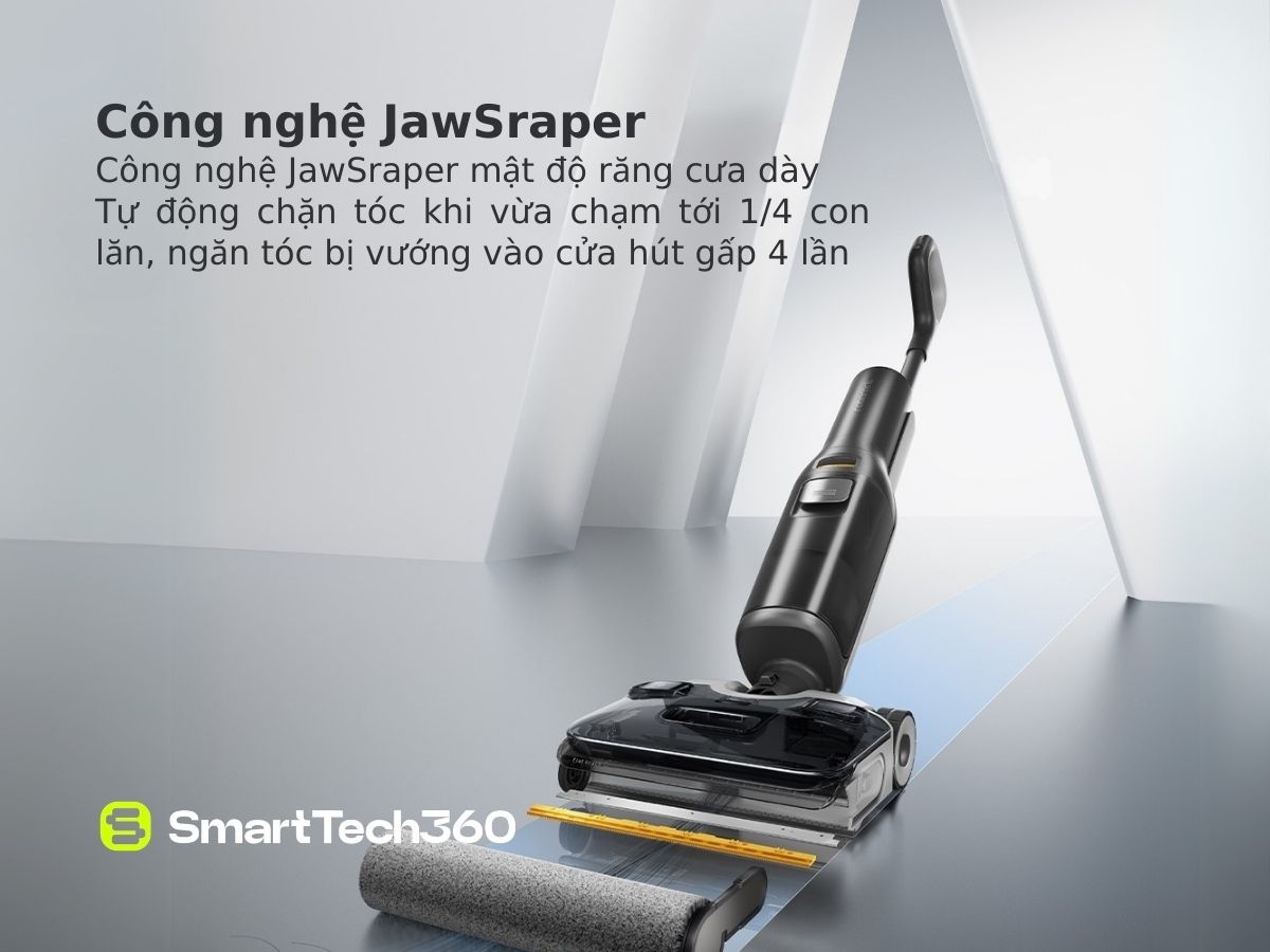 Hệ thống chống rối tóc JawScraper trên Roborock F25 ACE