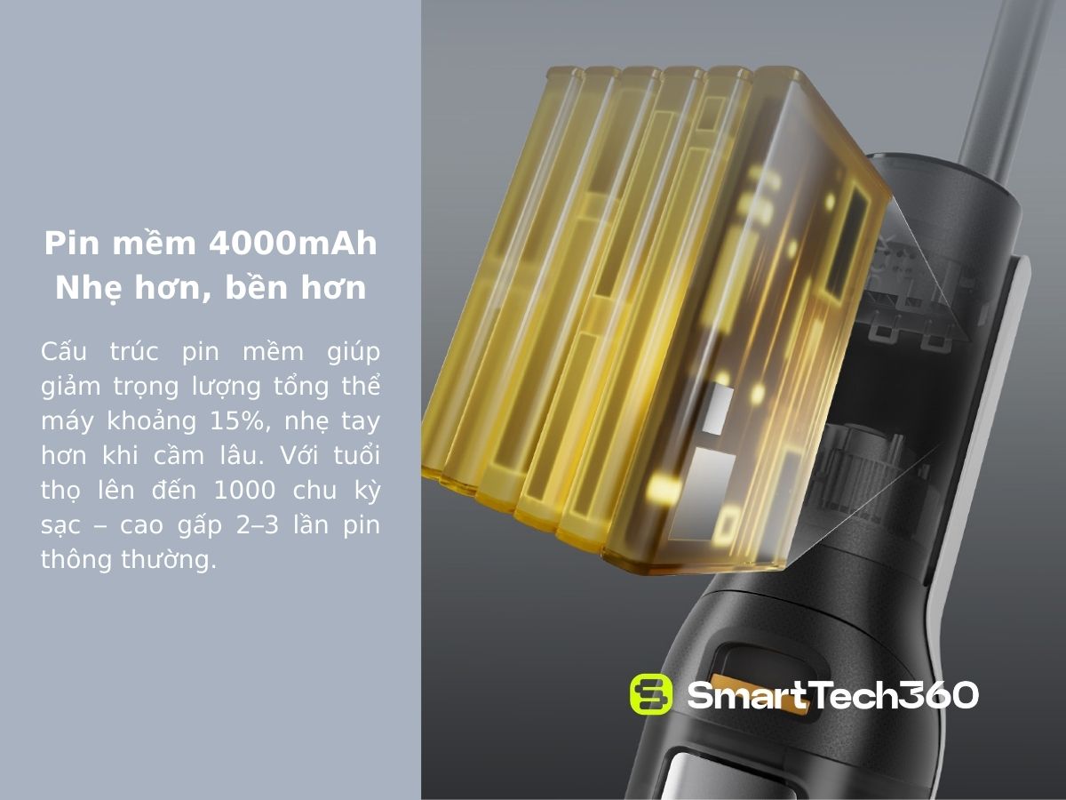 Pin mềm 4000mAh trên Roborock F25 ACE
