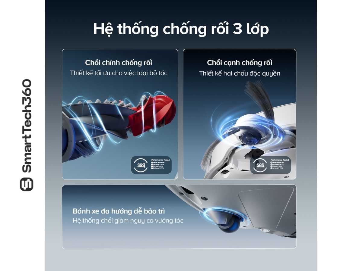 He thong choi kep DuoDivide chong roi toc 3 lop tren Roborock Qrevo Edge 2