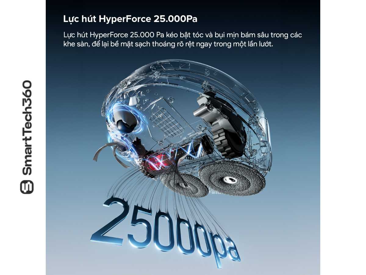 Roborock Qrevo Edge 2 luc hut HyperForce 25000Pa manh nhat hien nay