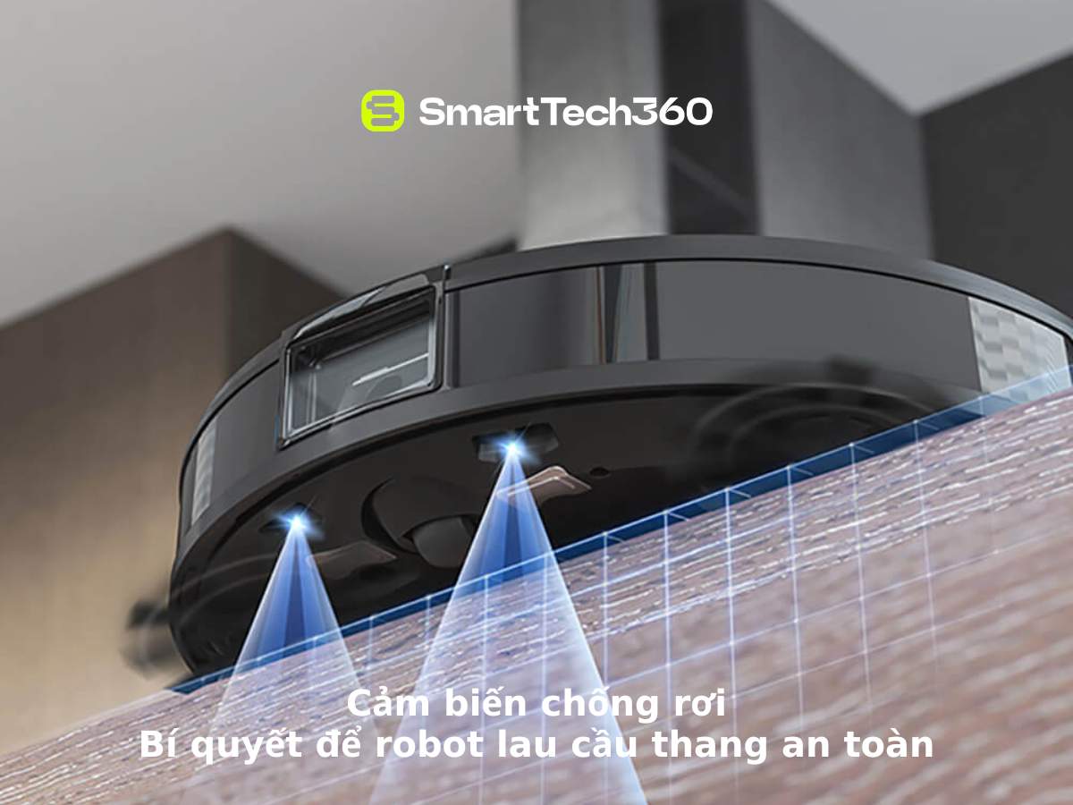Cảm biến chống rơi trên robot lau cầu thang