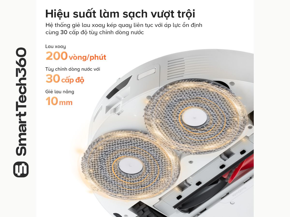 robot hút bụi lau nhà giẻ lau xoay