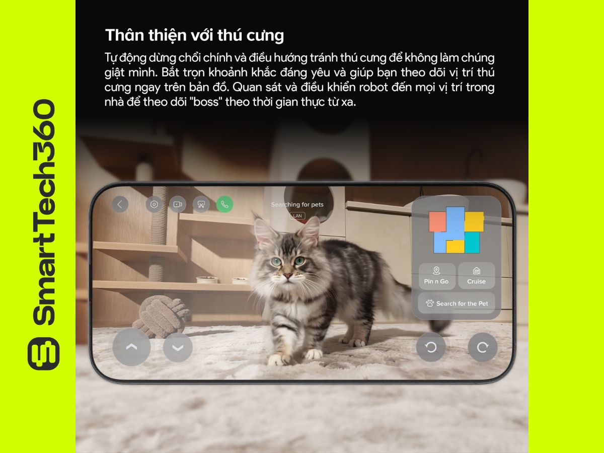 Tính năng nhận diện và tránh thú cưng thông minh của Roborock Saros 20 Sonic