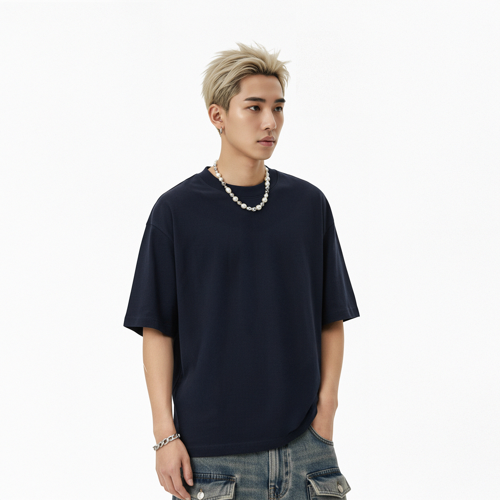 Áo phông nam xanh navy NULLED Basic Tee N-T00-NA