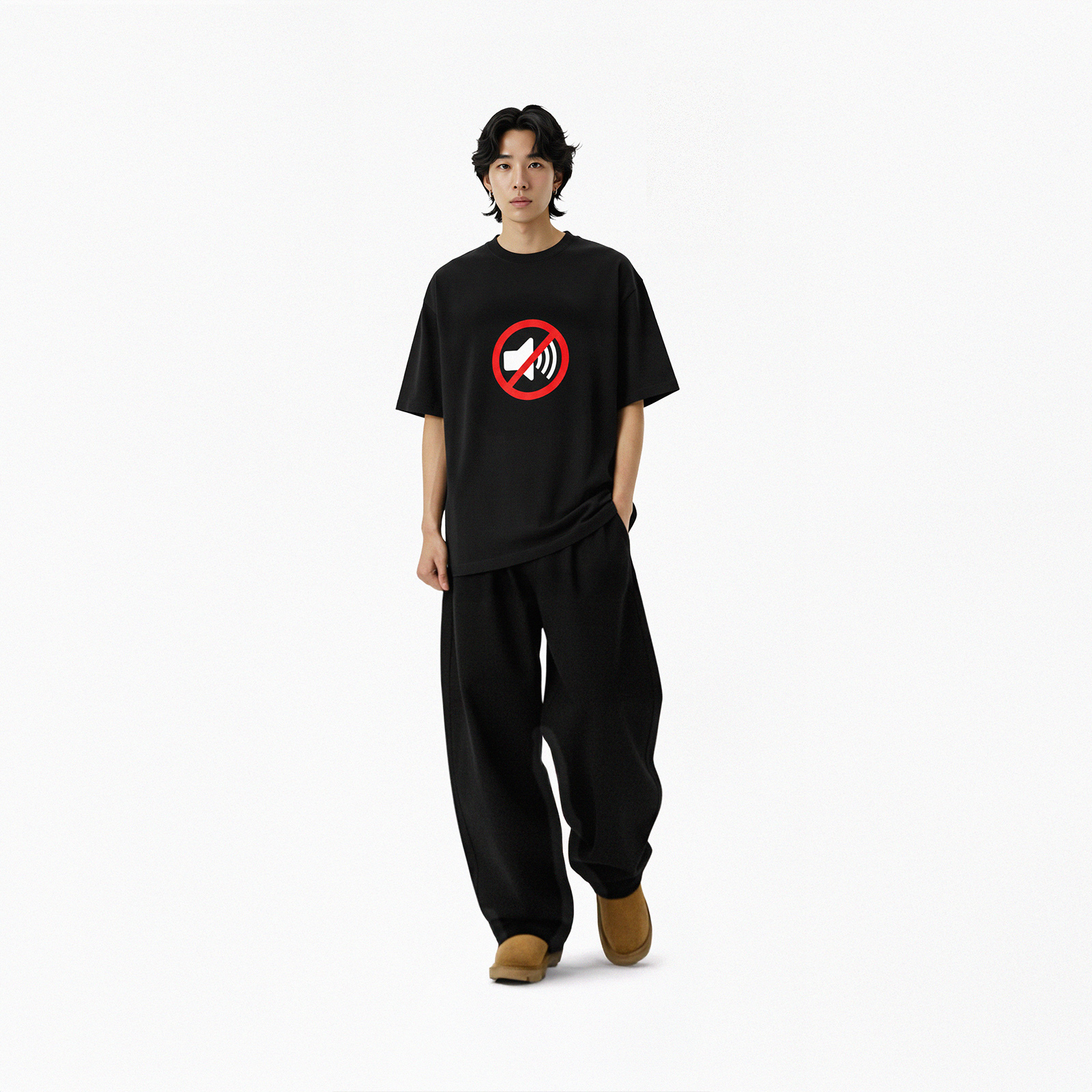 Áo thun đen in hình NULLED Mute Tee N-T21-D