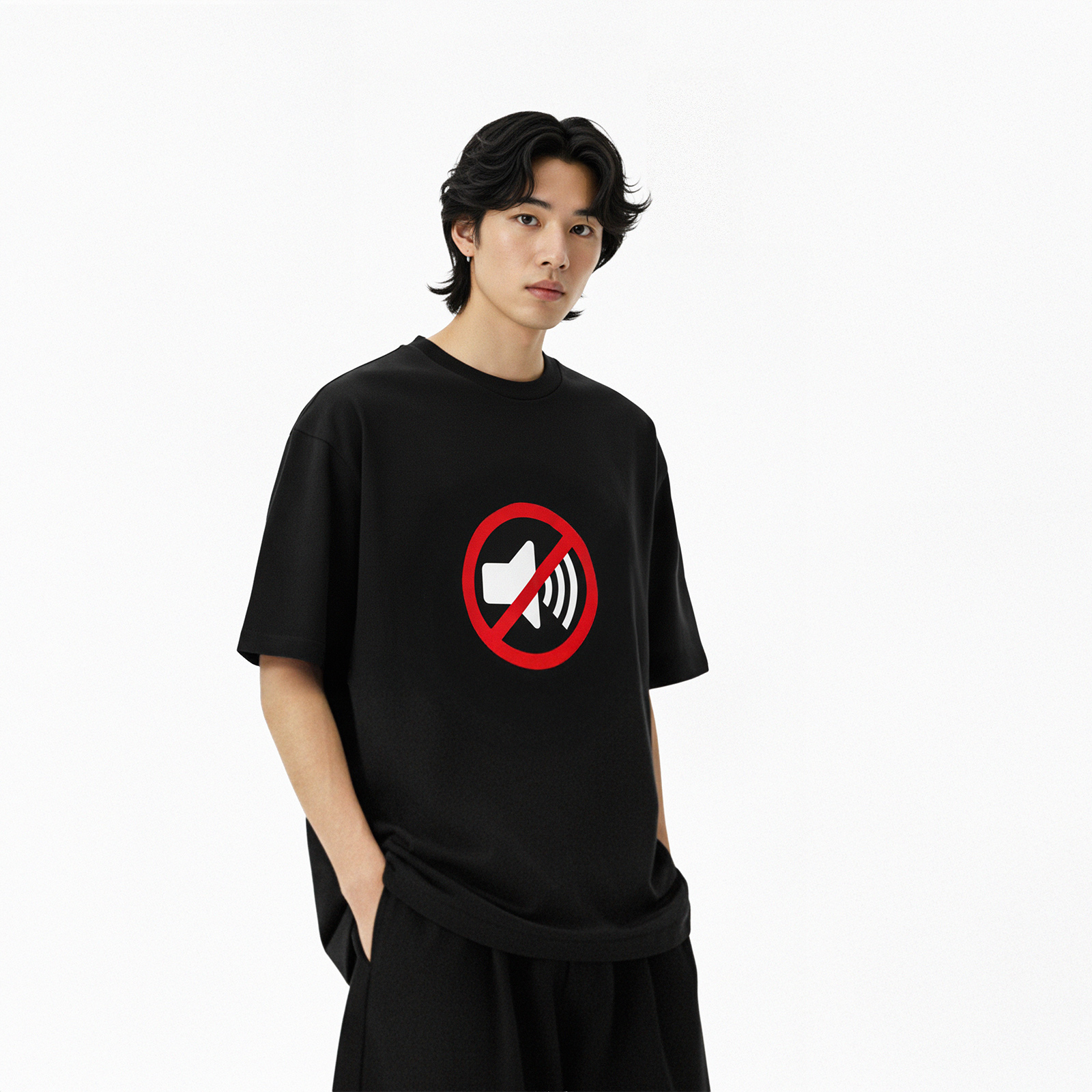 Áo thun đen in hình NULLED Mute Tee N-T21-D