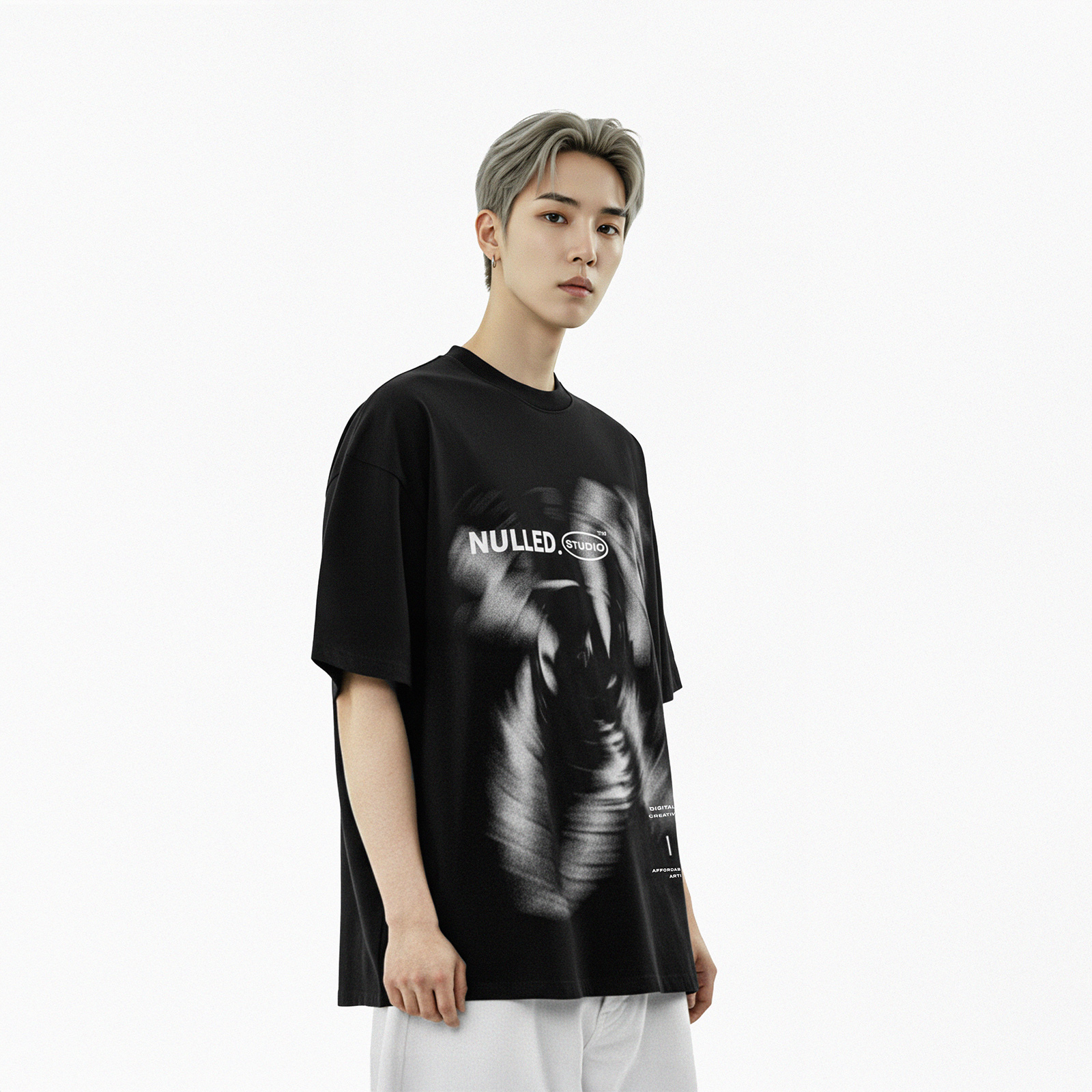 Áo phông tay ngắn form rộng local brand NULLED Glitch Tee N-T7