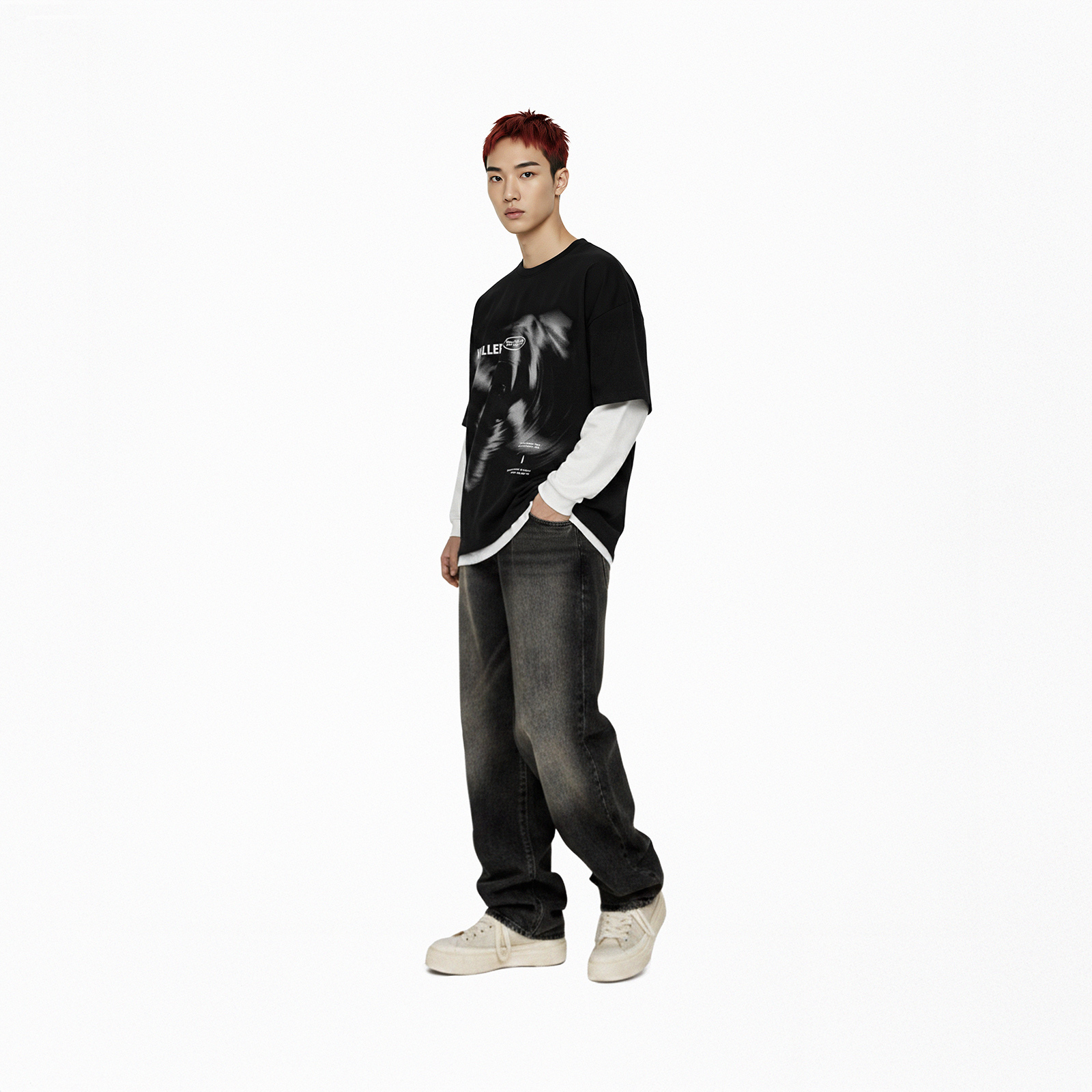 Áo phông tay ngắn form rộng local brand NULLED Glitch Tee N-T7