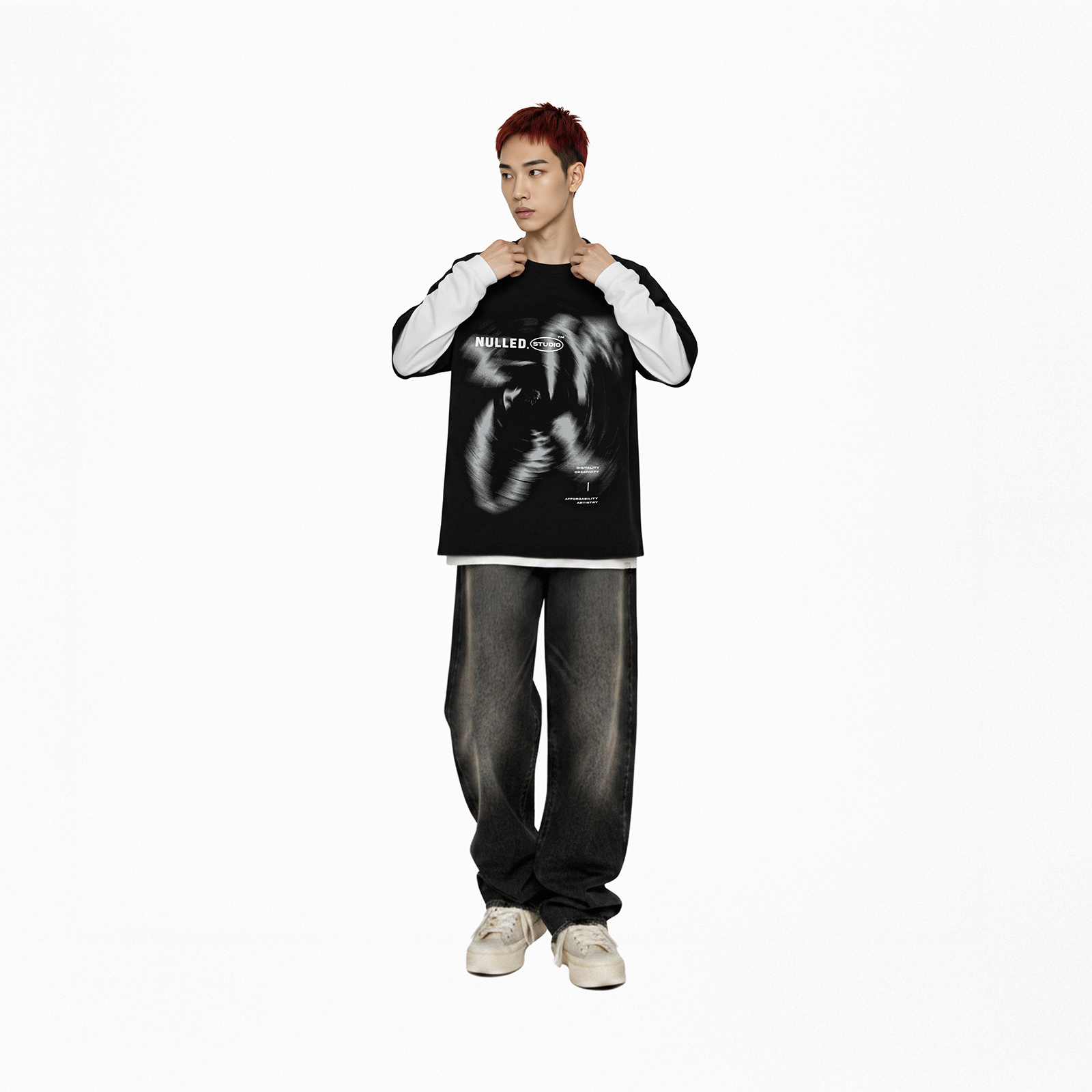 Áo phông tay ngắn form rộng local brand NULLED Glitch Tee N-T7