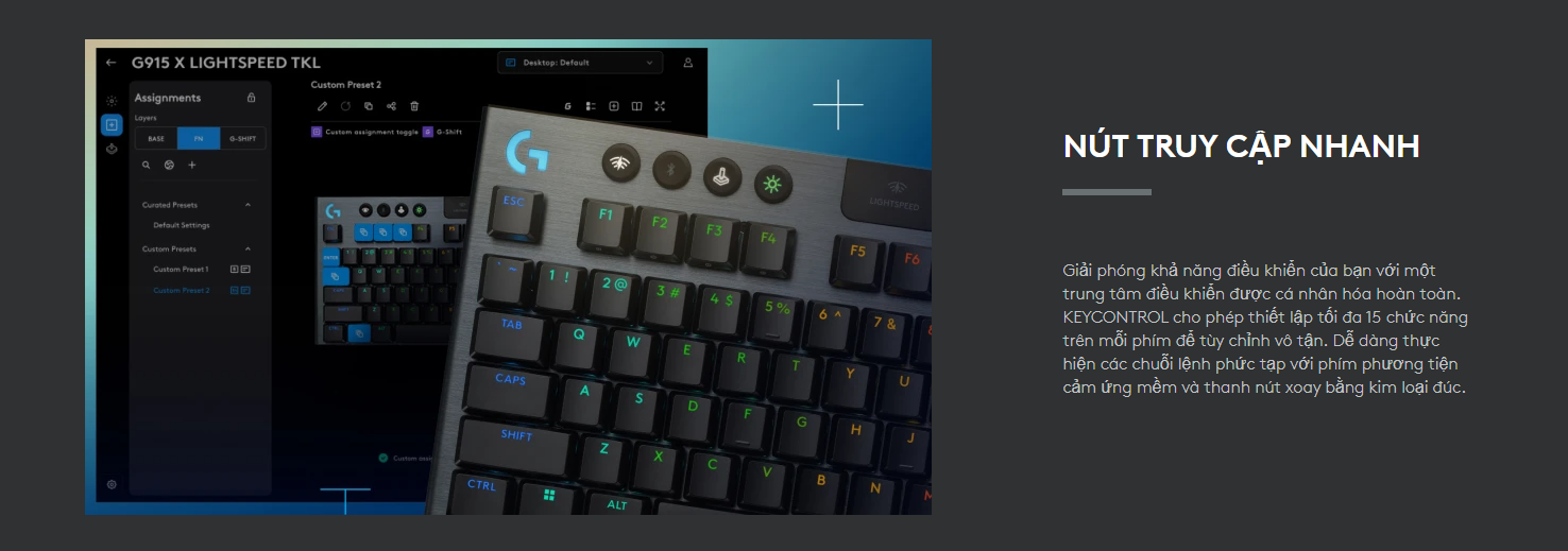 Bàn phím cơ không dây Logitech G915 X TKL Lightspeed (Wireless/Rgb/Tactile/Đen)_920-012726 - hình 4