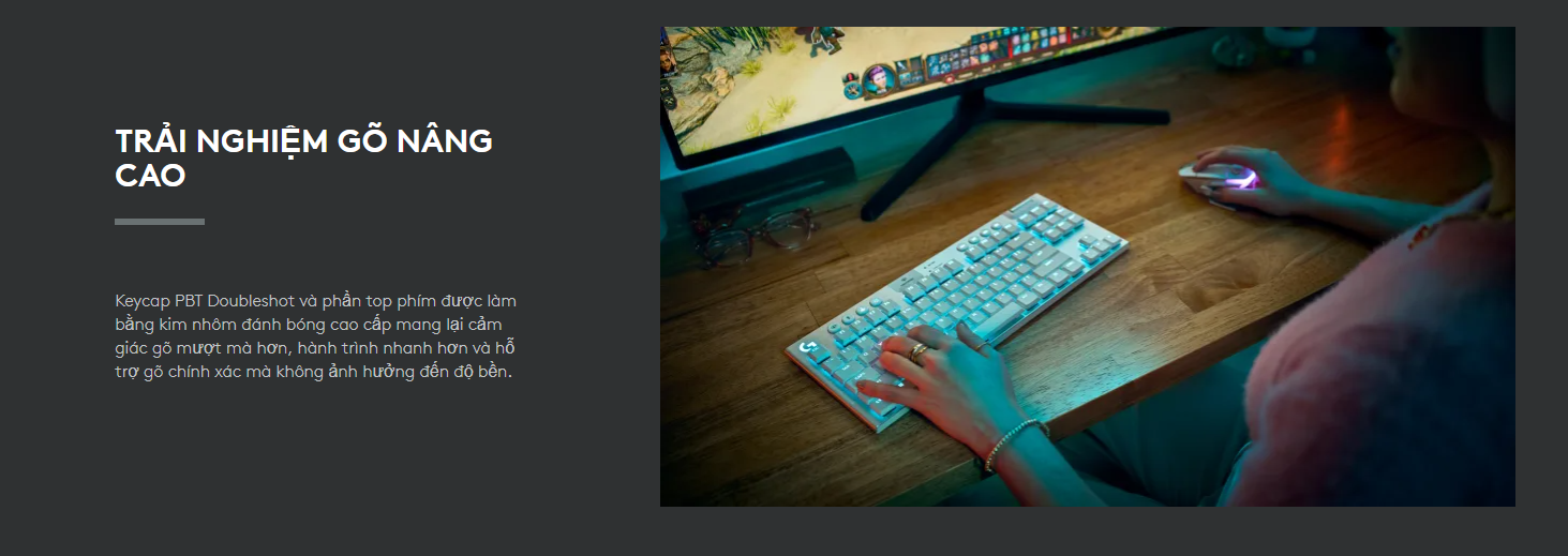 Bàn phím cơ không dây Logitech G915 X TKL Lightspeed (Wireless/Rgb/Tactile/Trắng)_920-012738 - hình 7
