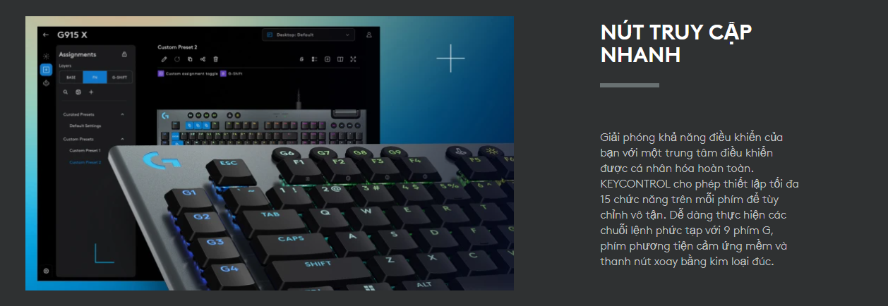Bàn phím cơ Logitech G915 X Low Profile (Usb/Tactile/Đen)_920-012944 - hình 4
