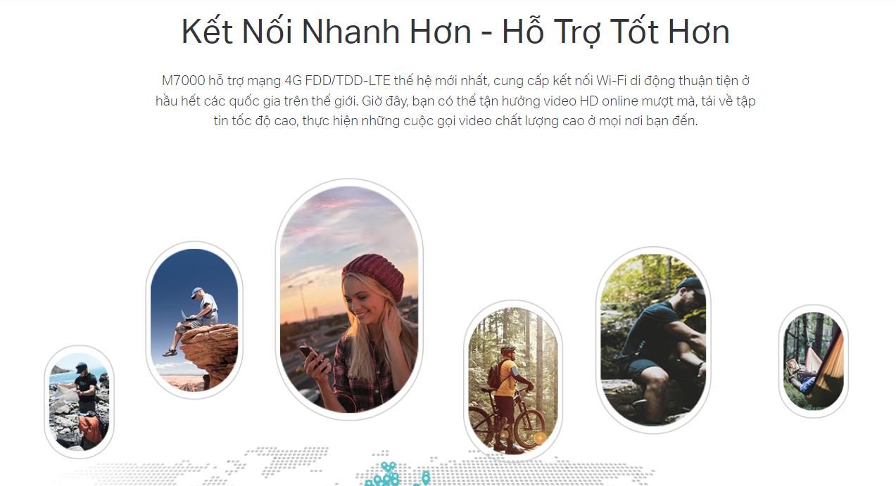 Bộ phát Wifi di động 4G TP-Link M7000 (4G LTE/ Ăng-ten ngầm/ Khe Sim 4G/ 10 User)