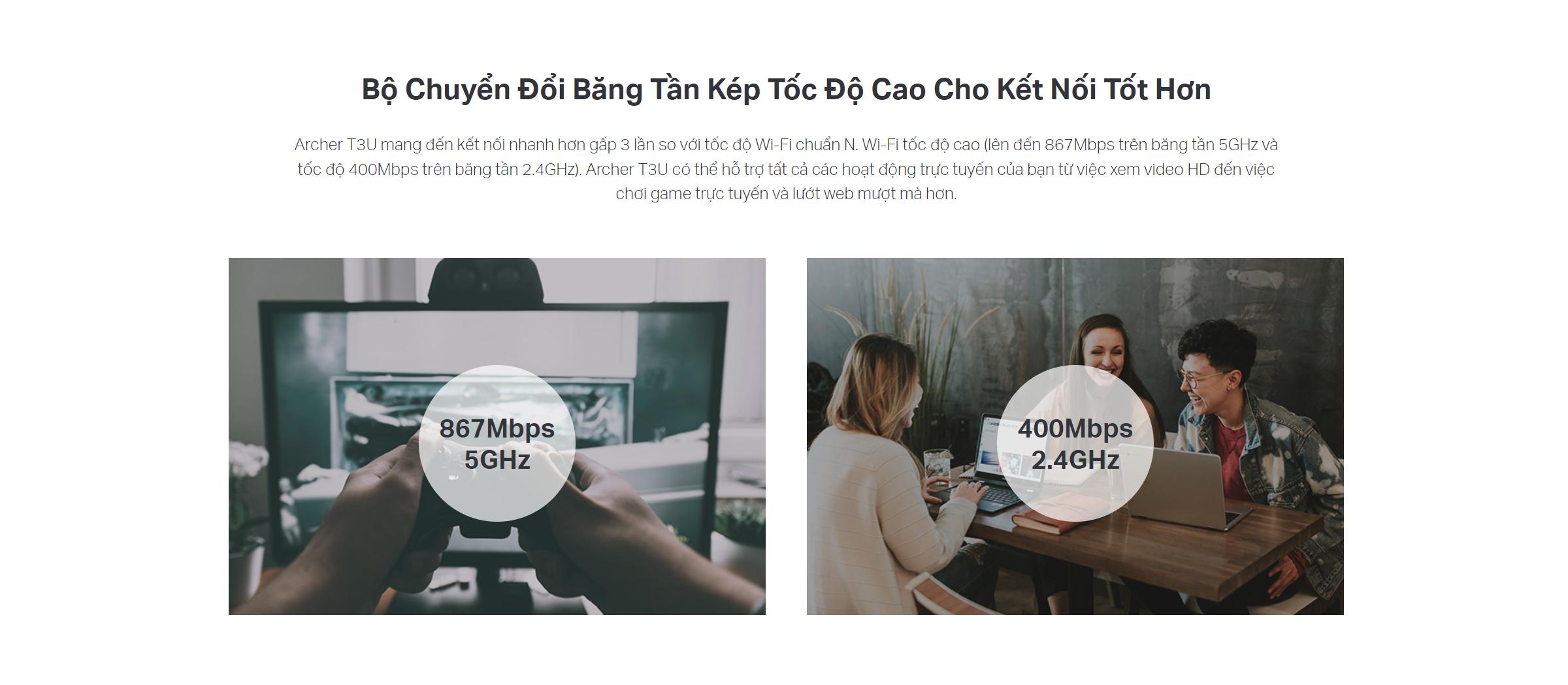Card Mạng Không Dây TP-Link Archer T3U USB Wireless AC1300 - hình 2