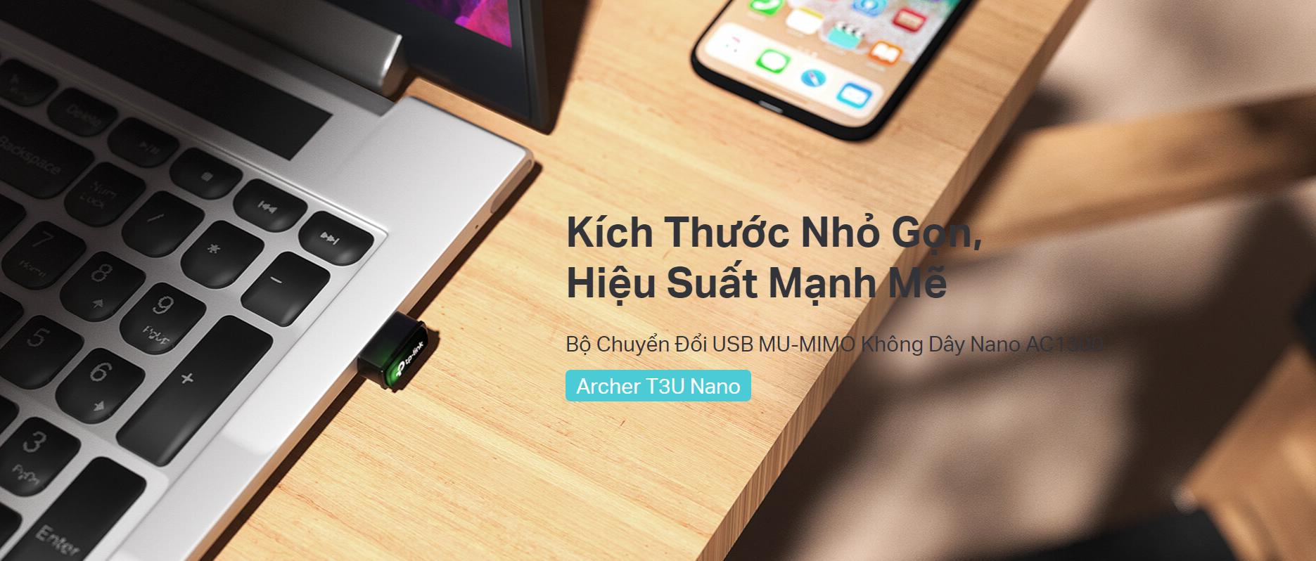 Card mạng không dây USB TP-Link Archer T3U Nano Wireless AC1300
