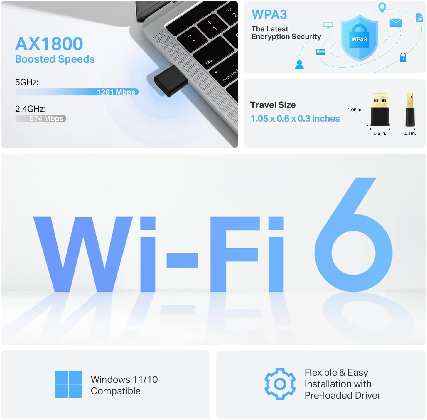 Card mạng không dây USB Wifi 6 Tp-Link Archer TX20U Nano AX1800