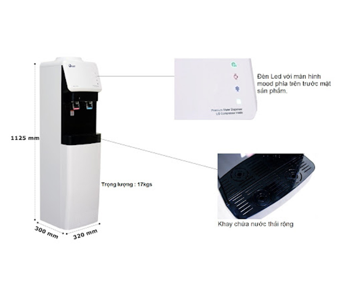 Cây nước nóng lạnh cao cấp Fujie WD-1500U-KR Black