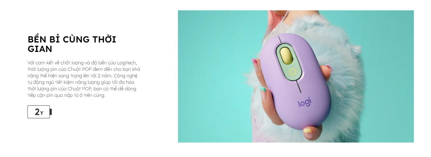 Chuột không dây Logitech Pop Mouse with EMOJI màu Hồng - 910-007402 - hình 6