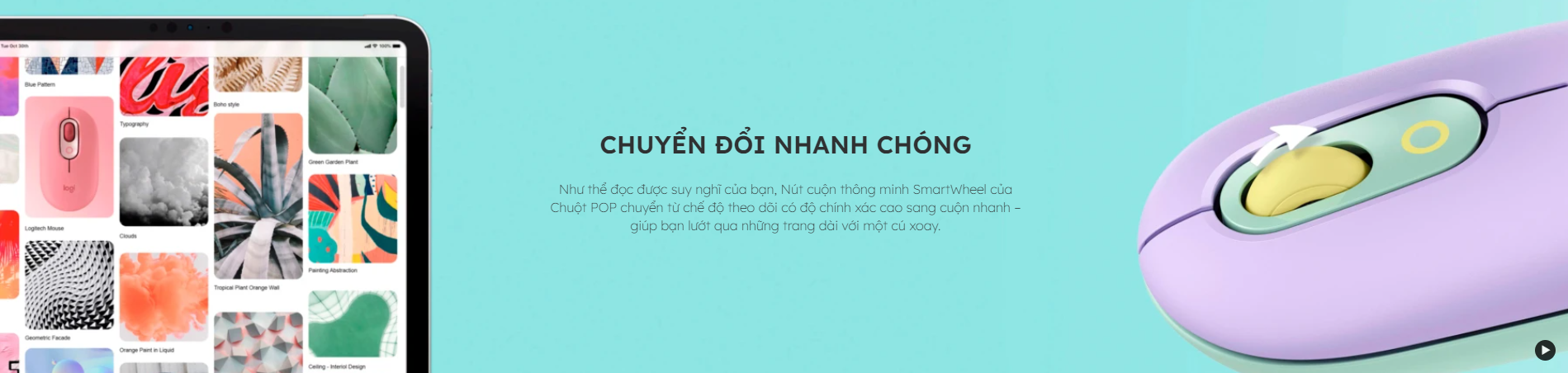 Chuột không dây Logitech Pop Mouse with EMOJI màu Tím Lilac - 910-007403 - hình 4