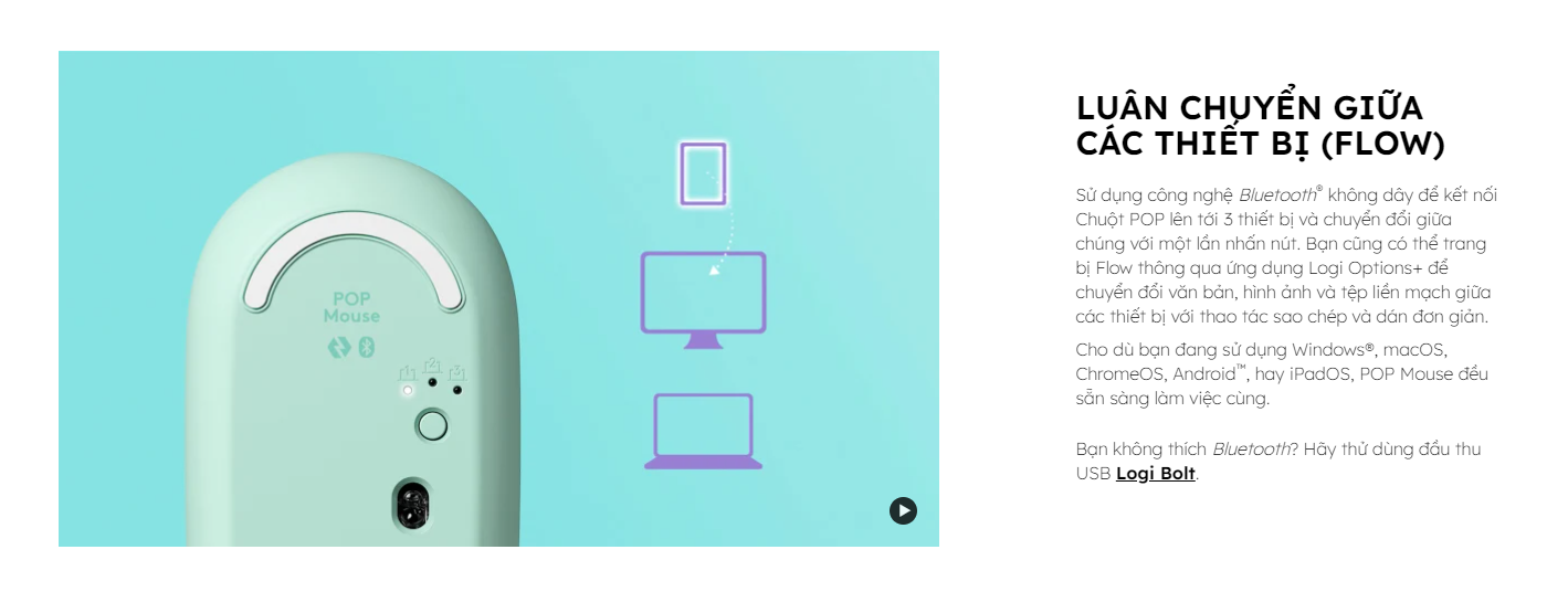 Chuột không dây Logitech Pop Mouse with EMOJI màu Trắng - 910-007400 - hình 5