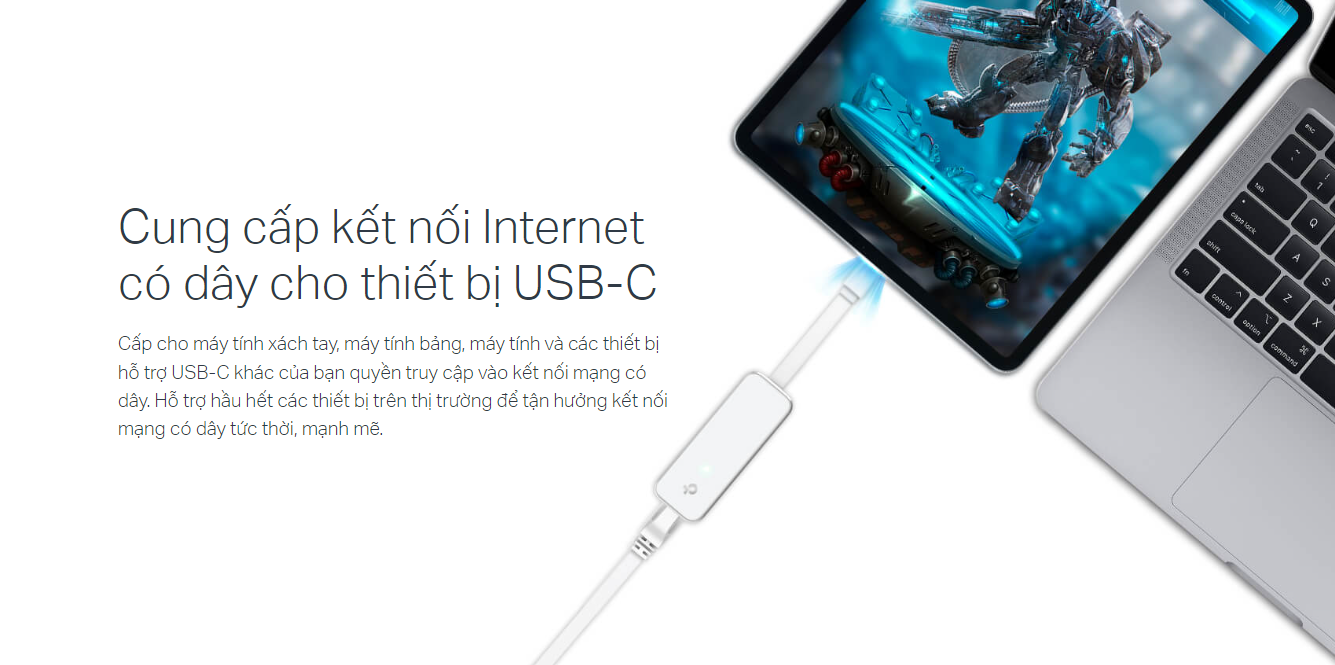Giắc chuyển đổi từ Type C sang LAN Gigabit TP-Link UE300C màu trắng Giắc chuyển đổi từ Type C sang LAN Gigabit TP-Link UE300C màu trắng - hình 1
