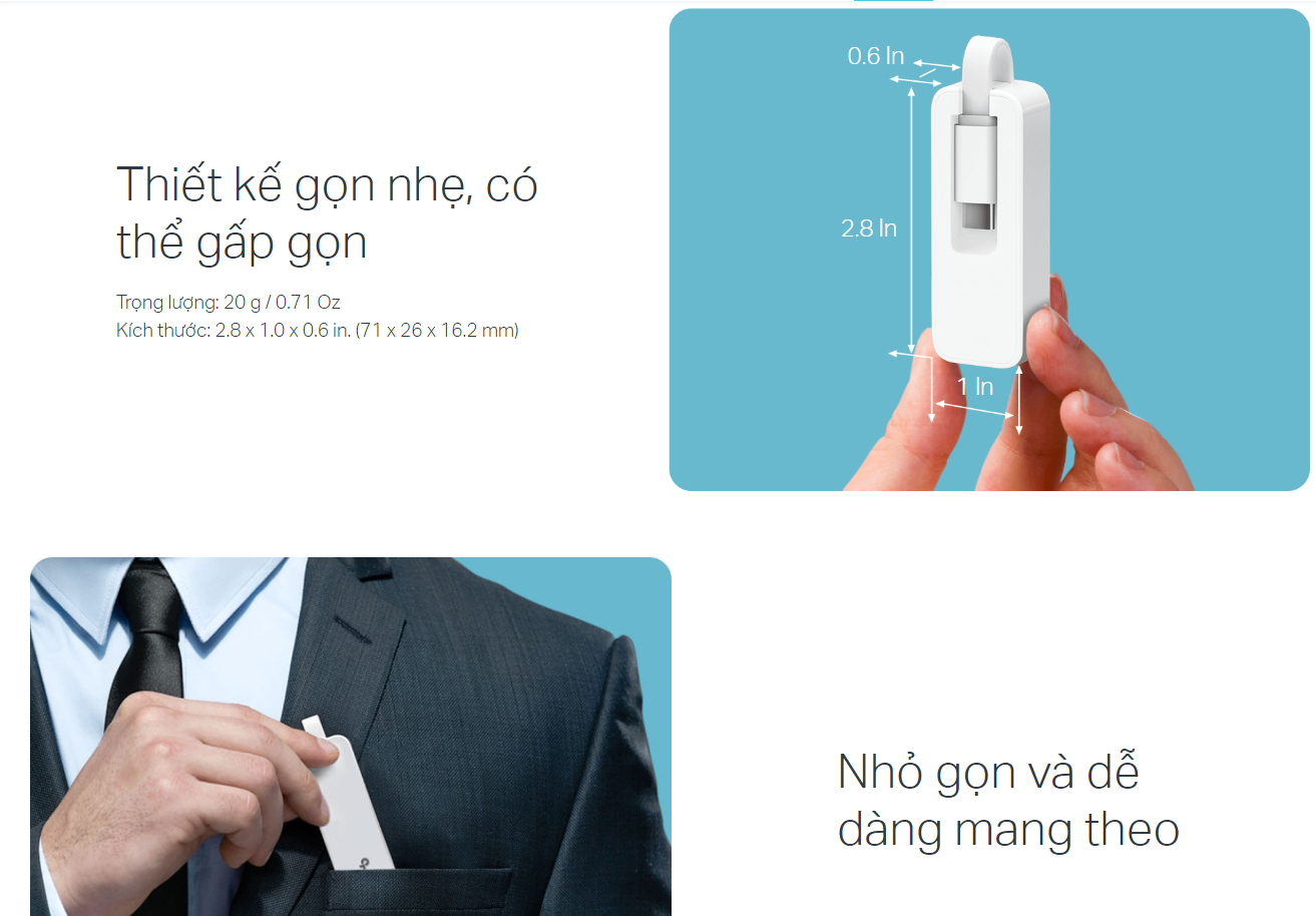Giắc chuyển đổi từ Type C sang LAN Gigabit TP-Link UE300C màu trắng Giắc chuyển đổi từ Type C sang LAN Gigabit TP-Link UE300C màu trắng - hình 3