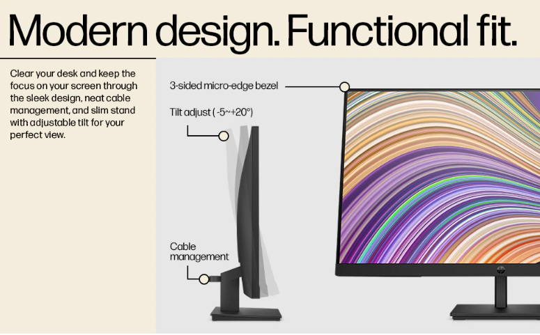 Màn hình HP P27 G5 64X69AA (27Inch/ Full HD (1920x1080)/ 5ms/ 75HZ/ 250cd/m2/ IPS) - hình 2