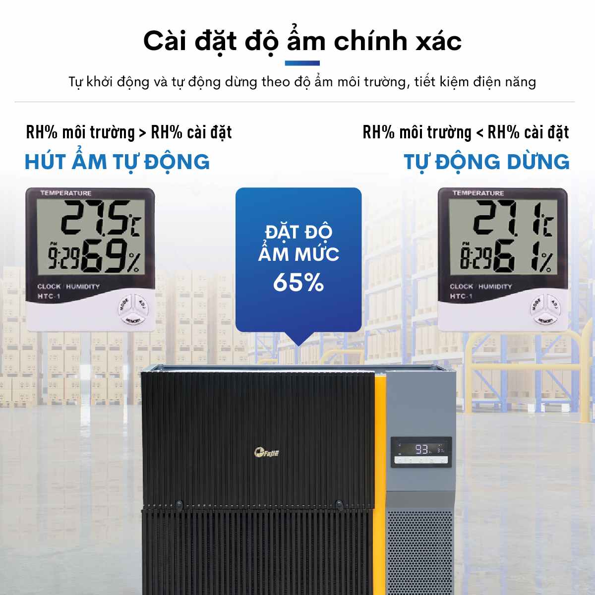Máy hút ẩm công nghiệp FujiE HM-6480EN 3 pha thế hệ mới - hình 4