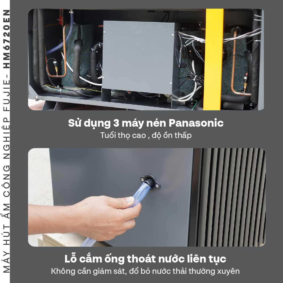 Máy hút ẩm công nghiệp FujiE HM-6720EN 3 pha thế hệ mới - hình 9