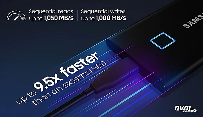 Ổ cứng di động SSD Samsung Portable T7 Touch 2TB 2.5" chính hãng - hình 3