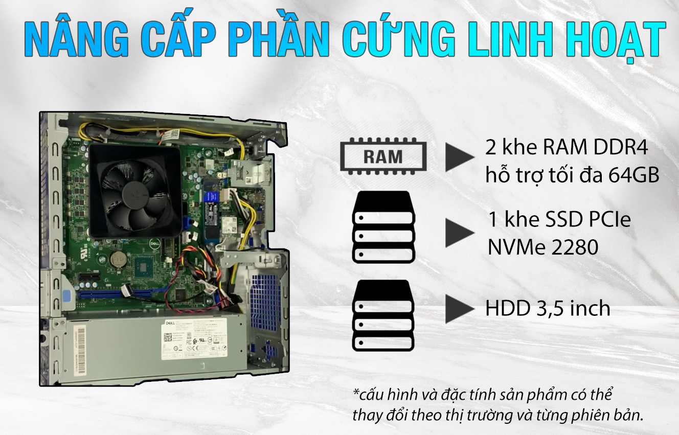 PC Dell Optiplex 3000 SFF (i3-12100/4GB RAM/256GB SSD/DVDRW/K+M/Ubuntu) (70295803) - hình 2