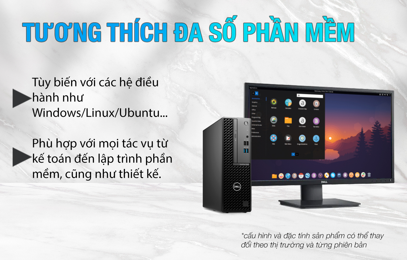 PC Dell Optiplex 3000 SFF (i3-12100/4GB RAM/256GB SSD/DVDRW/K+M/Ubuntu) (70295803) - hình 4