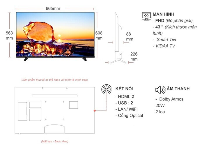 Tivi Toshiba 43 inch Full HD Series 43E31MP MỚI 2024