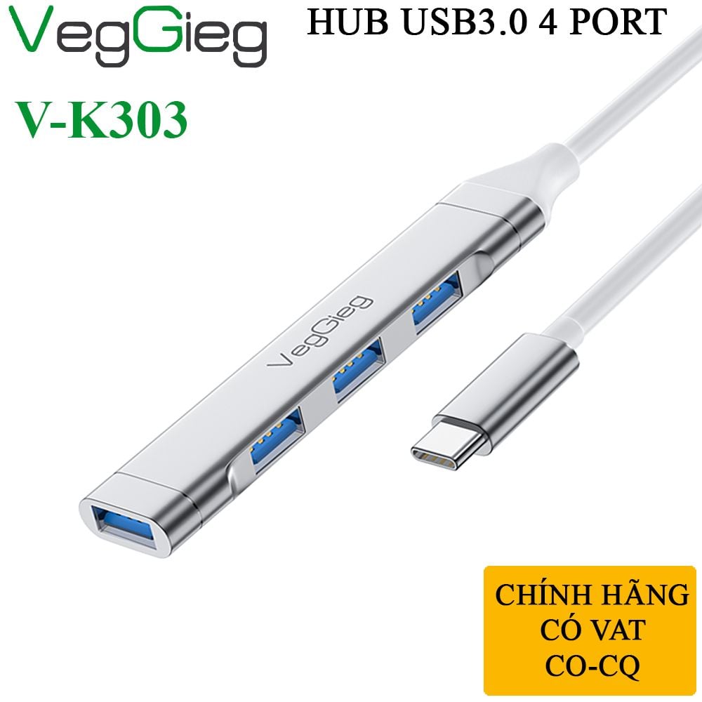 TypeC 3.0 + 4port Hub V-K303 TypeC 3.0 + 4port Hub V-K303 - hình 1
