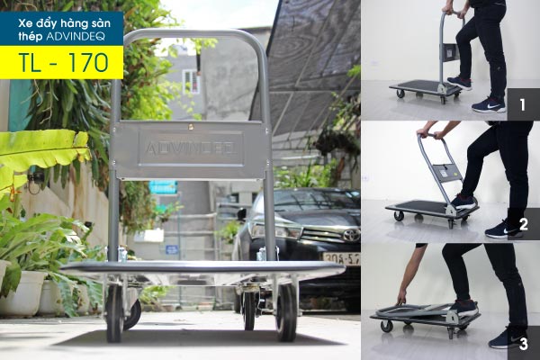 Xe đẩy hàng 4 bánh sàn thép ADVINDEQ TL-170 - hình 7