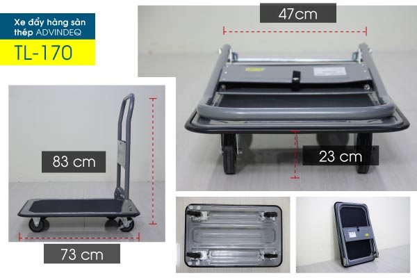 Xe đẩy hàng 4 bánh sàn thép ADVINDEQ TL-170 - hình 9
