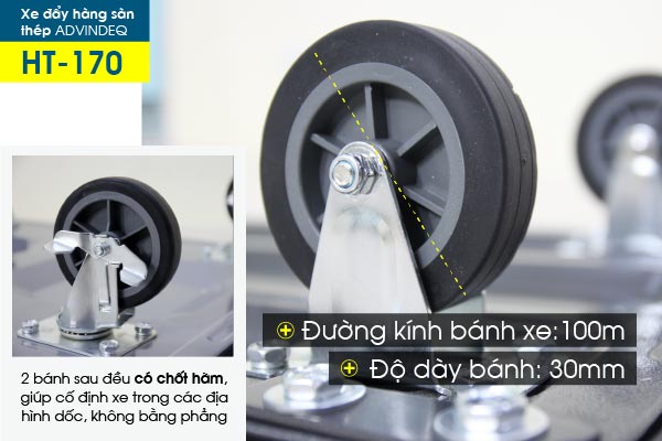 Xe đẩy hàng 4 bánh sàn thép phủ nhám ADVINDEQ HT-170 - hình 2