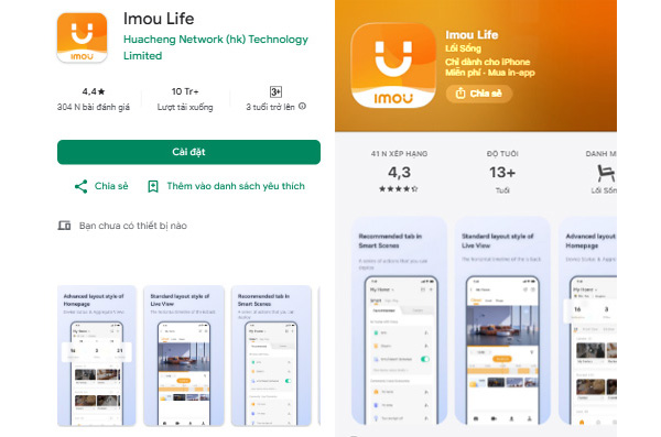 Tải ứng dụng Imou Life về điện thoại