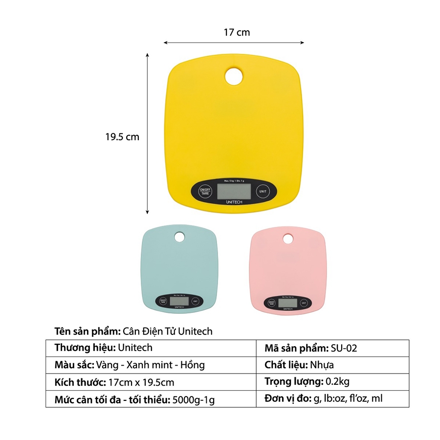 Cân tiểu ly Unitech Kitchen Scale Model SU-02